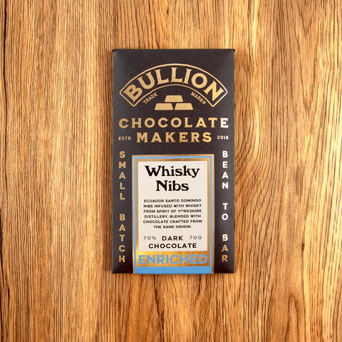 Bullion's Whisky Nibs 70% Dark Chocolate