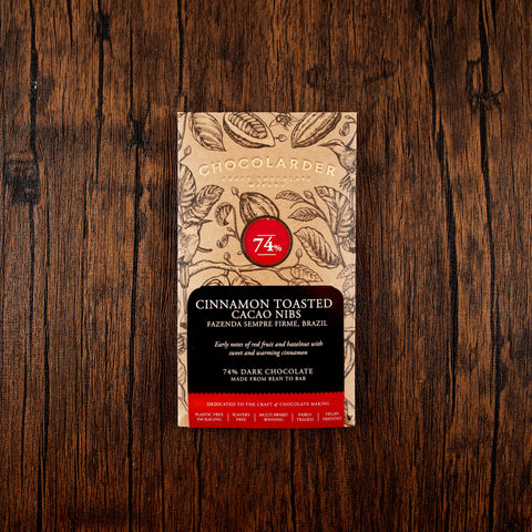 Cinnamon Toasted Cacao Nibs 74% Dark Chocolate